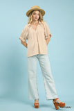 Umgee Ruffle Sleeve Blouse Natural
