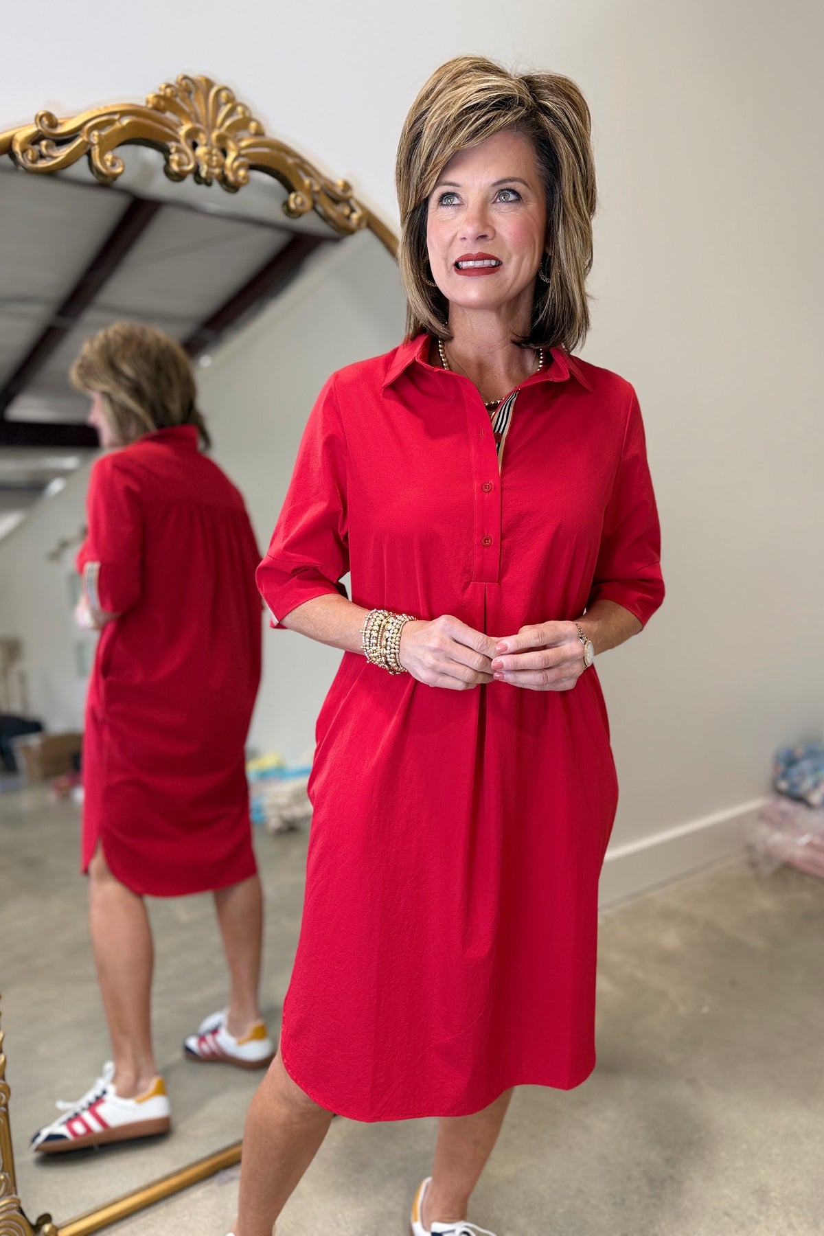 Joh Wendi Woven Tunic Dress Red