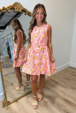 Neon Blooms Jacquard Dress Pink