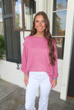 Spice it Up 3/4 Sleeve Knit Top Dusty Rose