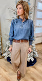 Charlie B Pant w Side Zipper & Wide Leg Truffle