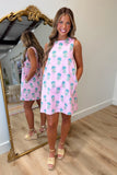 Periwinkle Blooms Round Neck Dress Pink