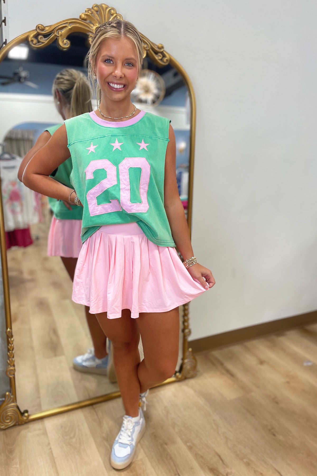 20 Stars Cropped Tank Pink