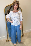 THML Pull On Wide Leg Pant Light Blue