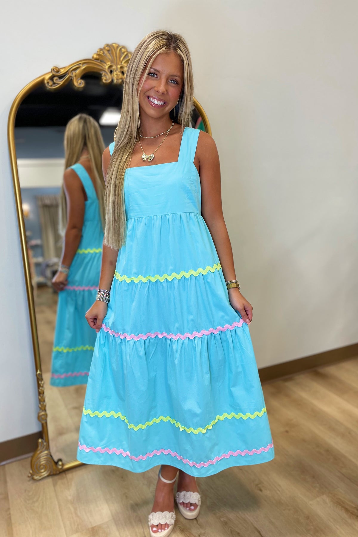 Risen Indeed Rick Rack Dress Blue