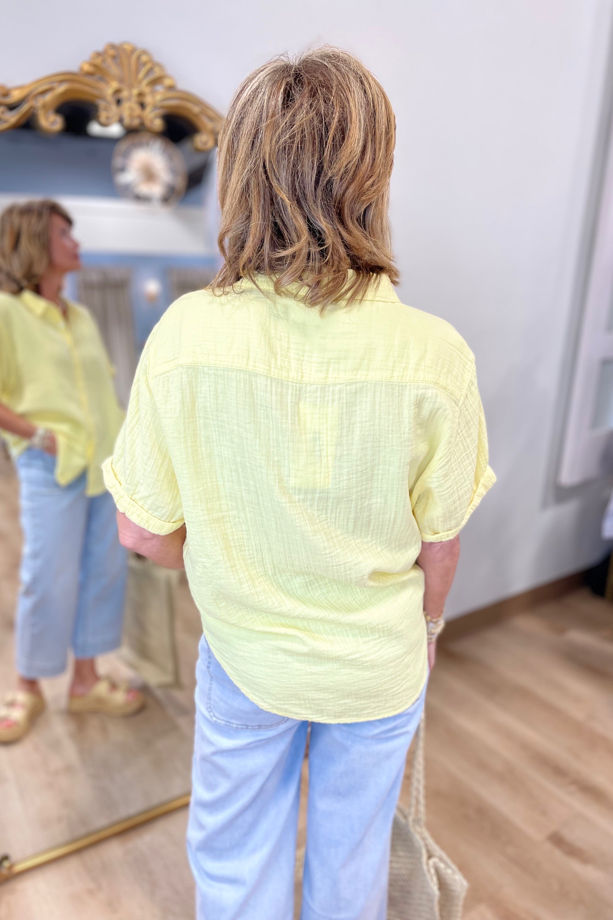 Dylan SS Roll Sleeve Shirt Yellow