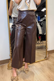 Another Love Wide Leg Vegan Leather Coffee