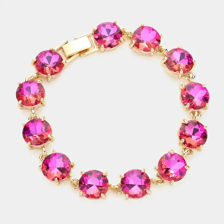 Round Stone Link Bracelet