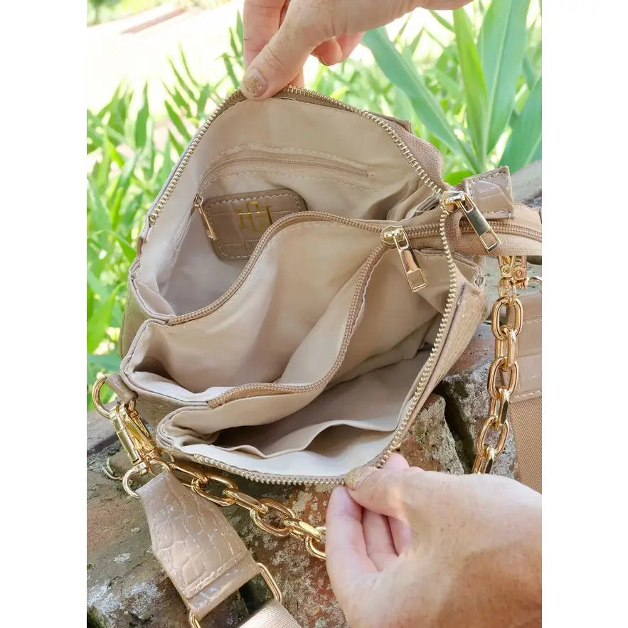 Jace Crossbody Taupe Patent