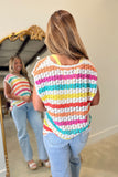 Vibrant Villa Striped Crochet Sweater Top