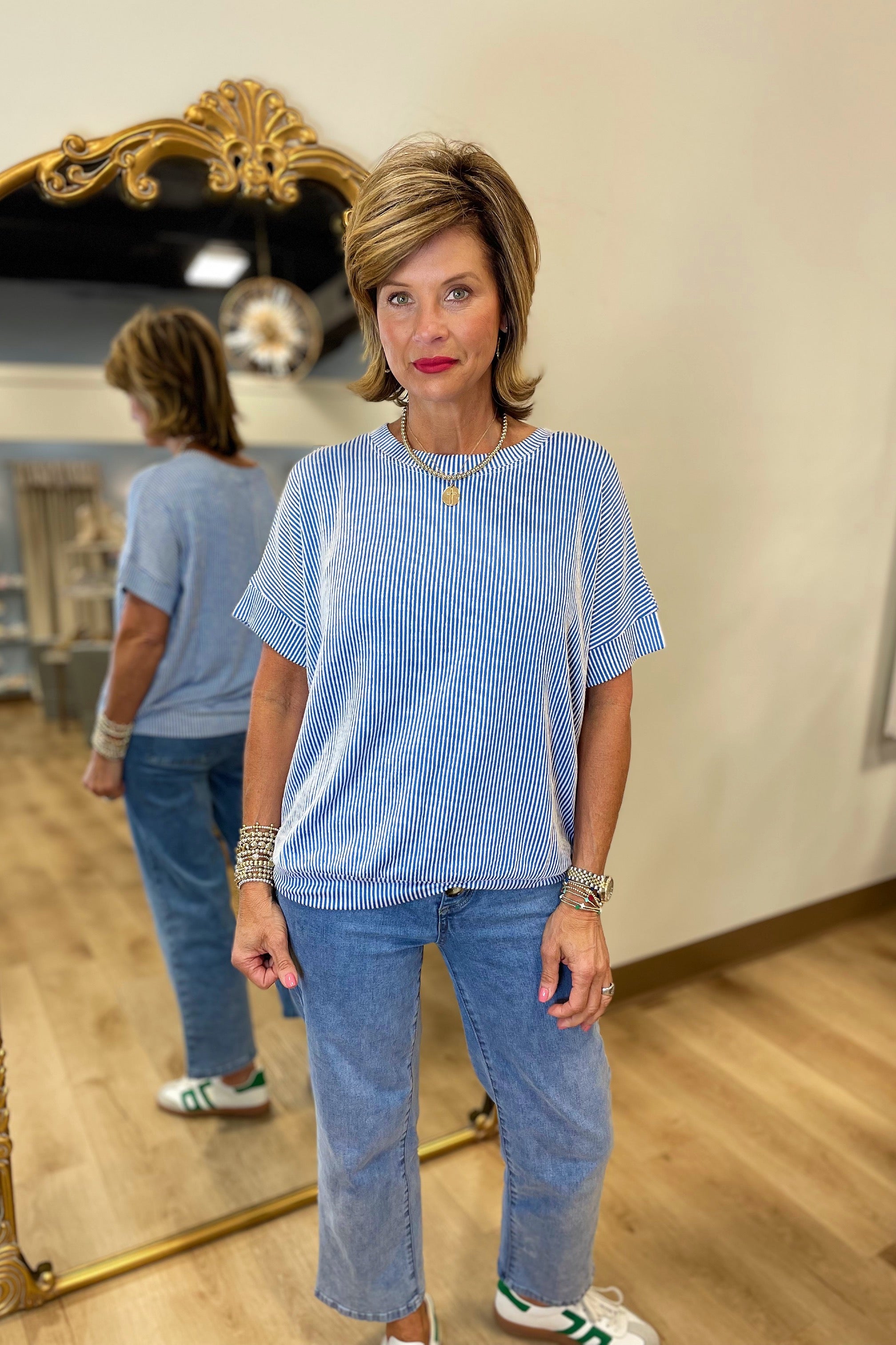Casual Friday Rib Top Blue