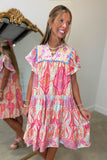 Umgee Boho Paisley Print Dress Pink