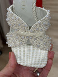 Tiara Block Heel White w Pearls