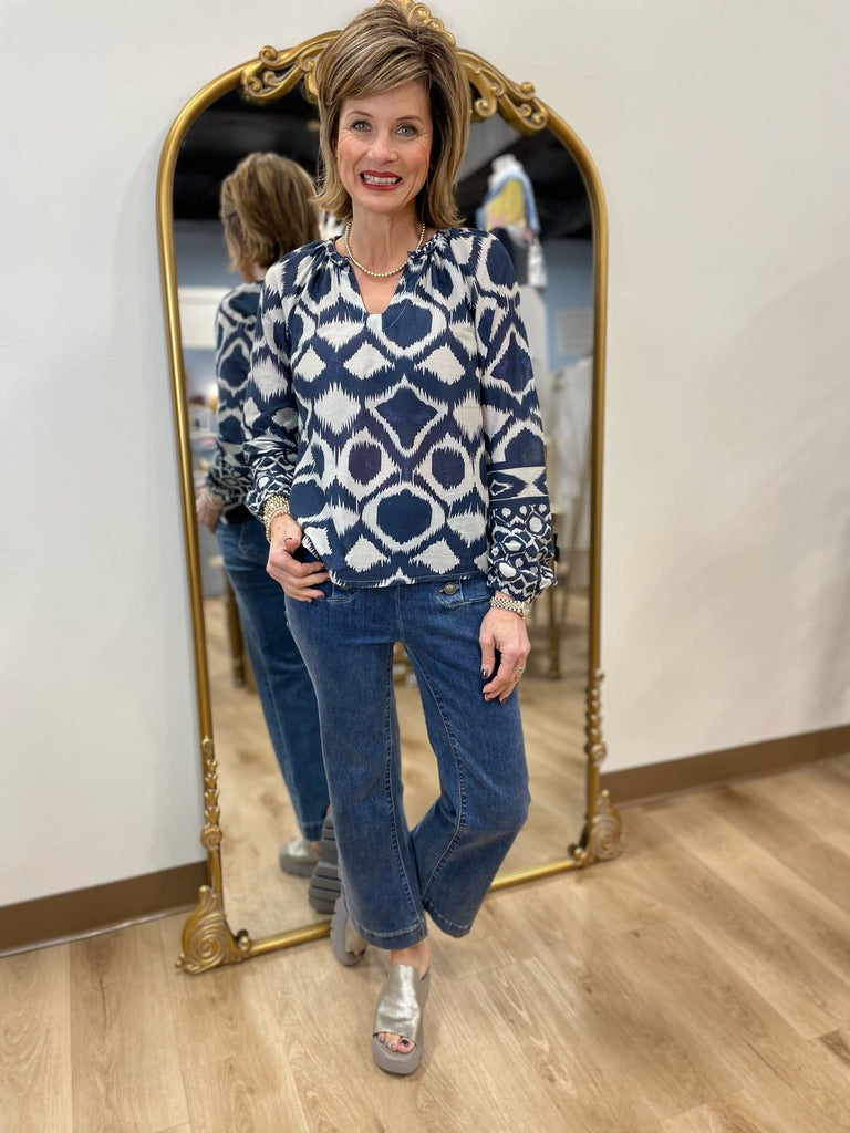 Charlie B Popover Blouse Navy