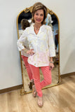 Charlie B Embroidered Popover Blouse Gold