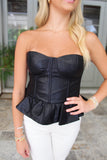 Vegan Leather Bustier Top Black