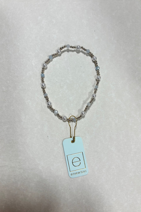 E Newton Pearl Sincerity Pattern 3mm Bead Bracelet Aquamarine