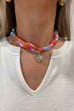 Scarf Charm Necklace Emerald Stud