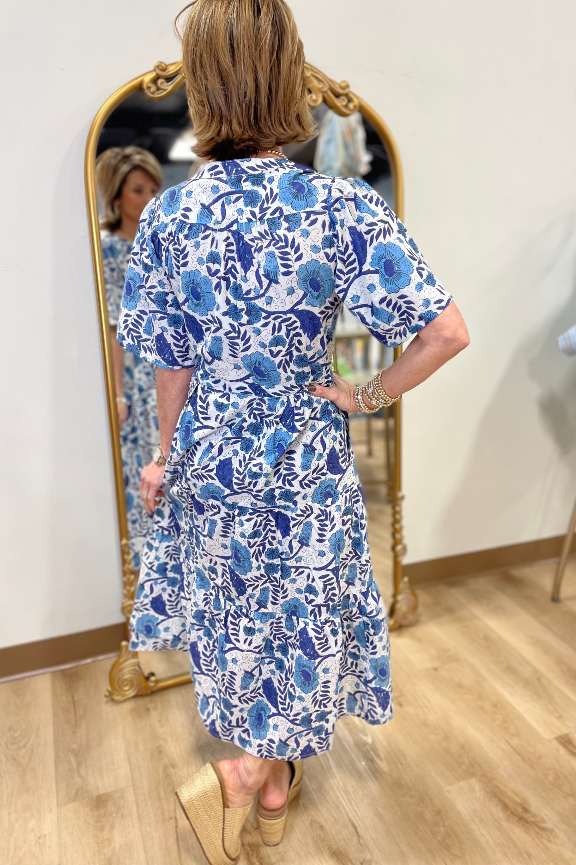 Dylan Brenna Cinch Waist Dress Blue