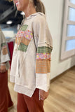 Plaza Taupe 3/4 Sleeve Print Mix Hoodie