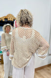 Mud Pie Crochet Tunic Top Tan