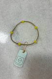 E Newton Signature Cross Small Gold Pattern 2mm Bead Bracelet Canary