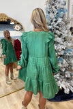 Umgee Satin Shine Dress Evergreen