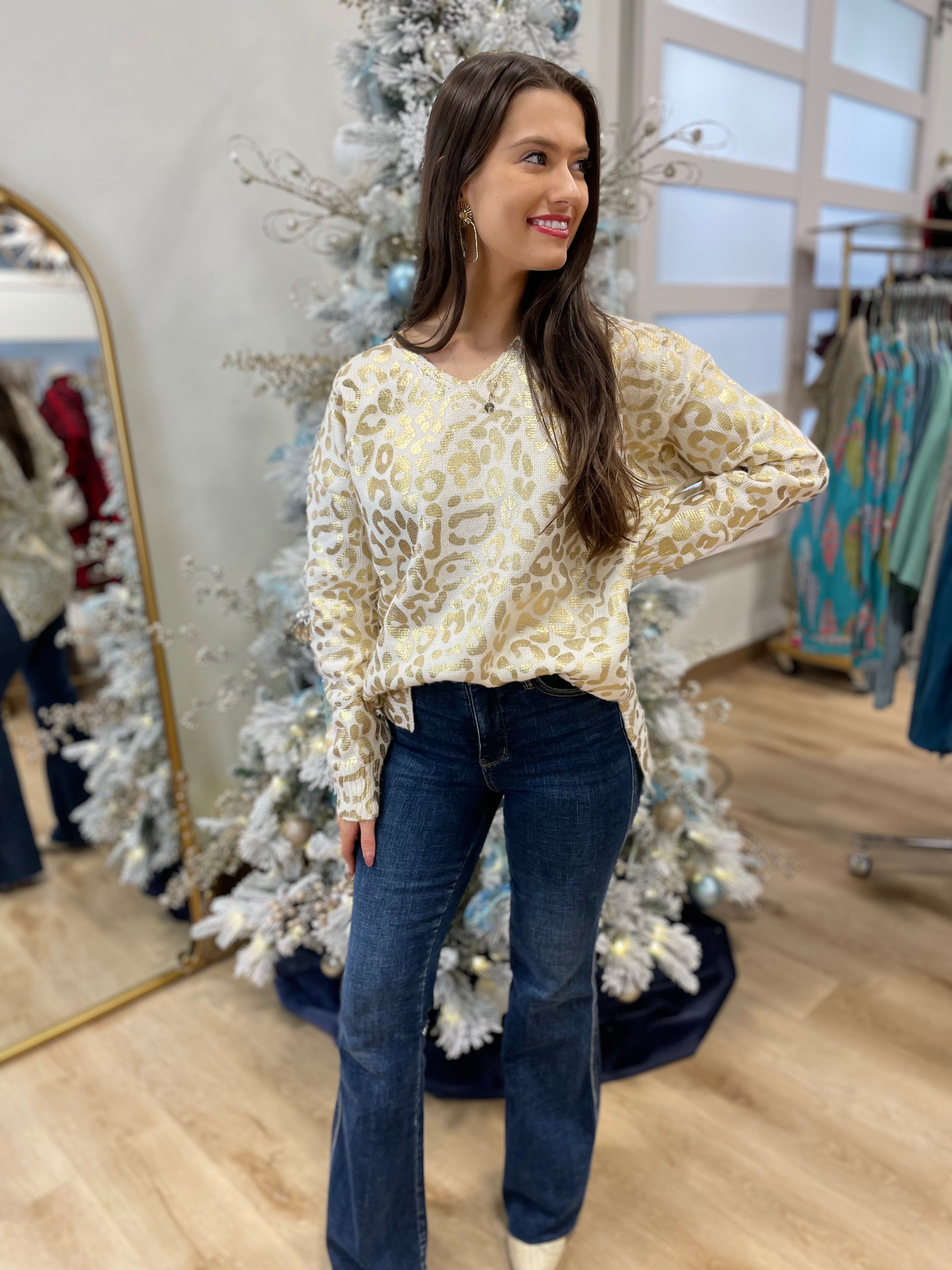 Animal Instinct Sweater Cream/Gold