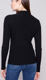 Charlie B Textured Mock Neck Sweater Black