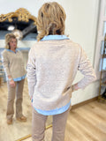 Charlie B Combo Sweater Oat Flecks