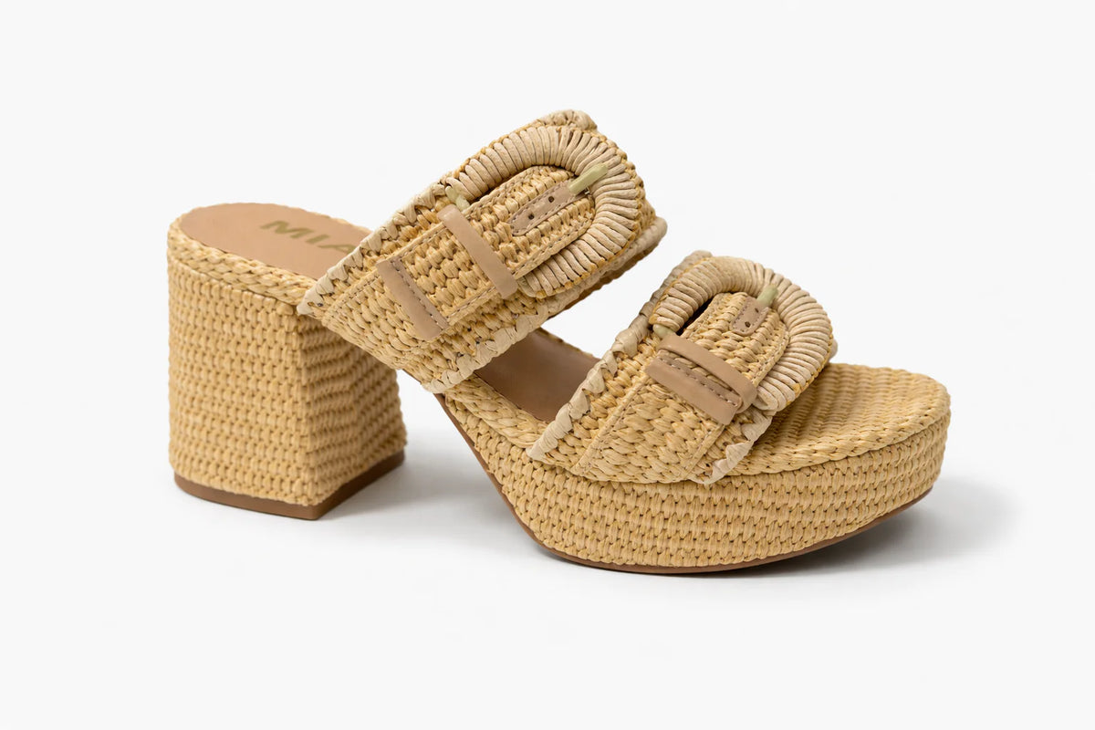 Mia Rebekah Raffia Platform Heel Natural