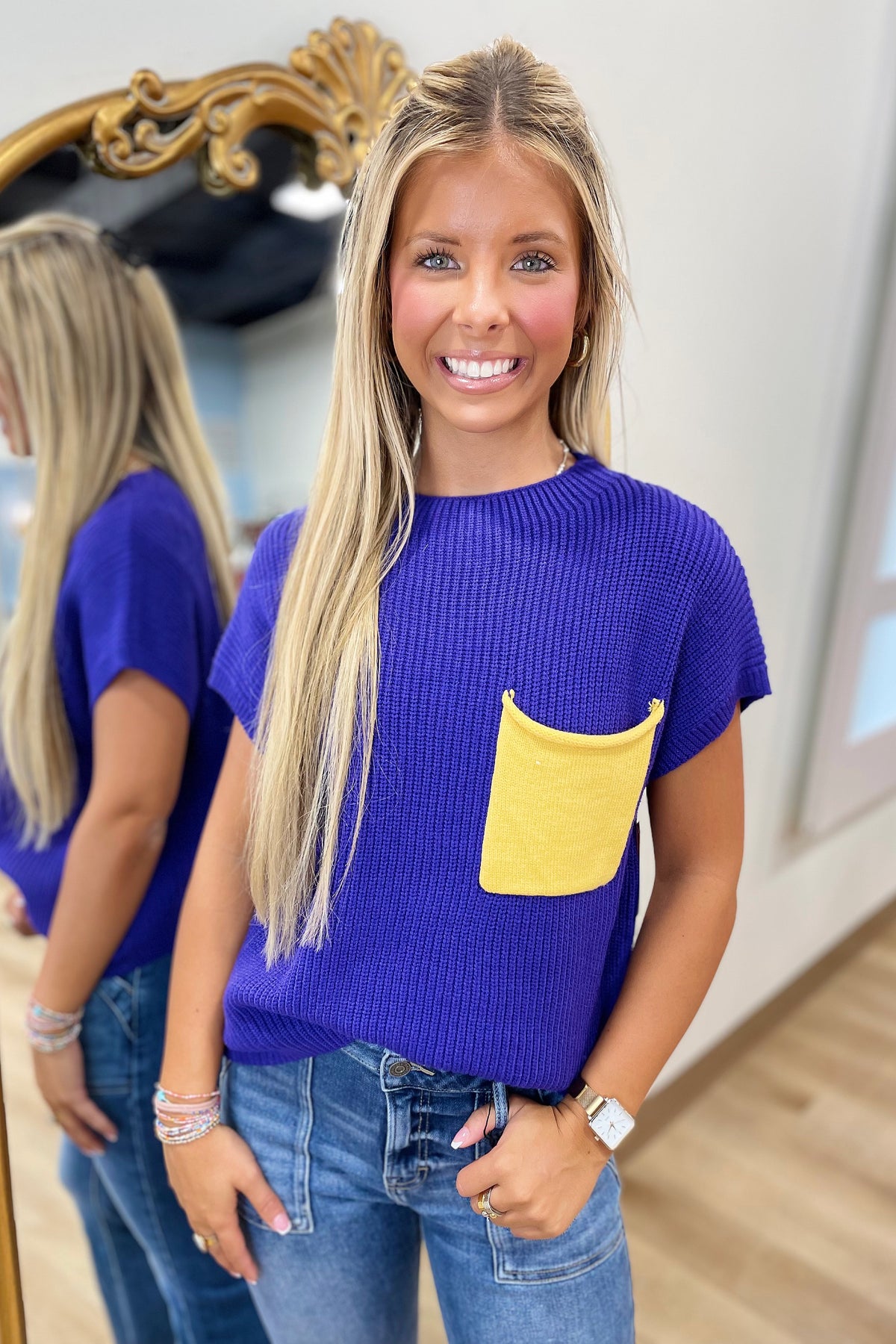 Team Spirit Colorblock Sweater Purple