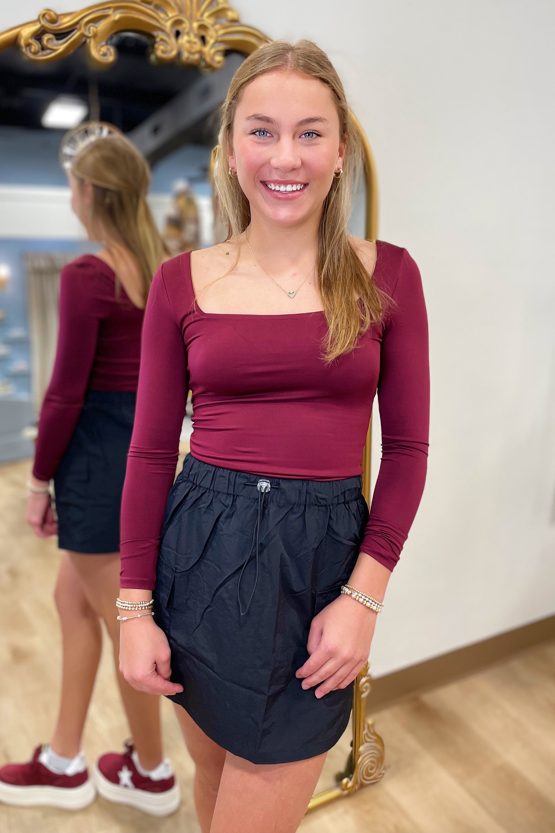 Time Out Cinch Waist Mini Skirt Black