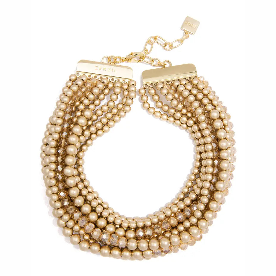 Metallic Beaded Collar Gold