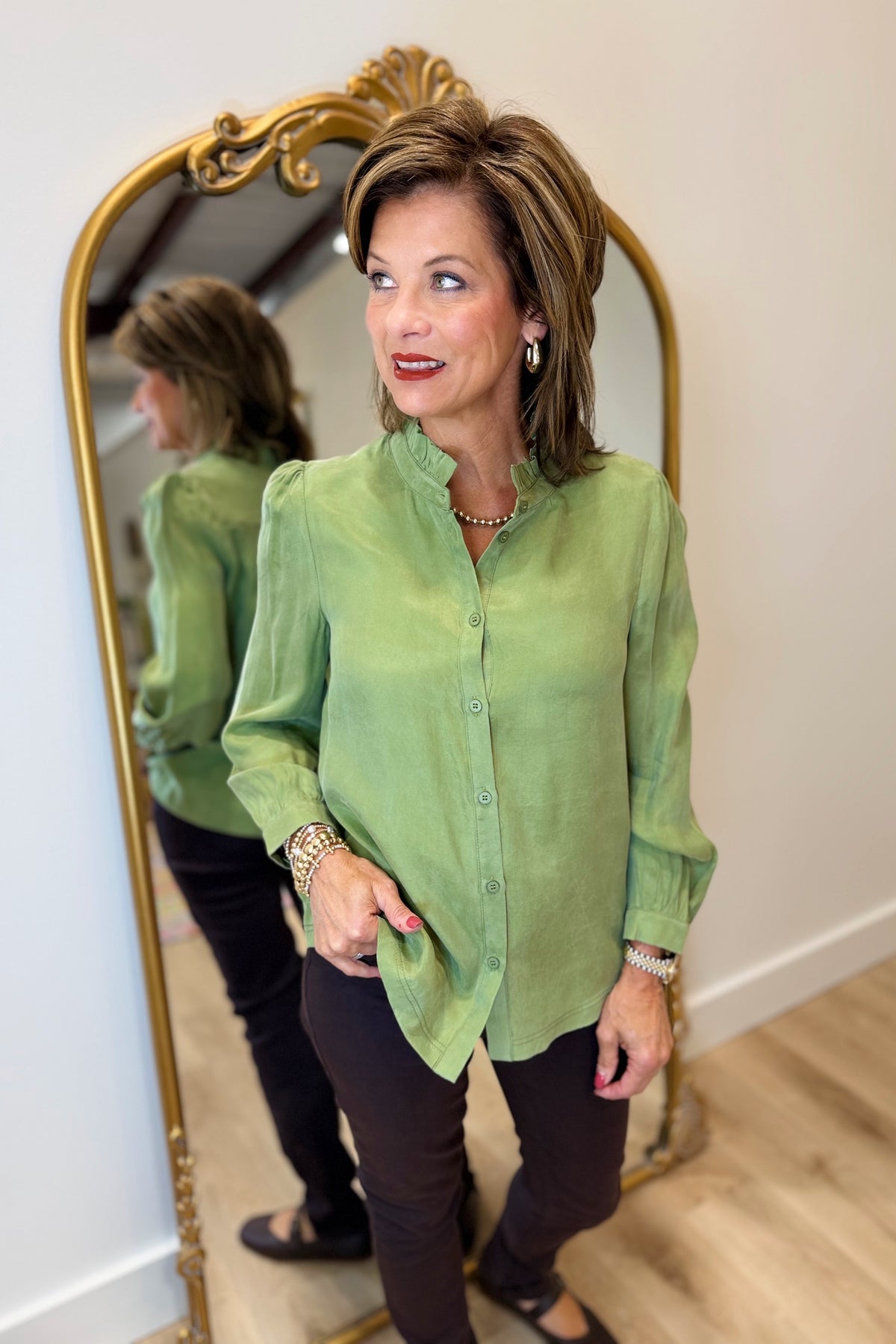 Joh Cassie LS Blouse Olive