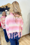 Fringed Crop Sweater Ombre Stripes
