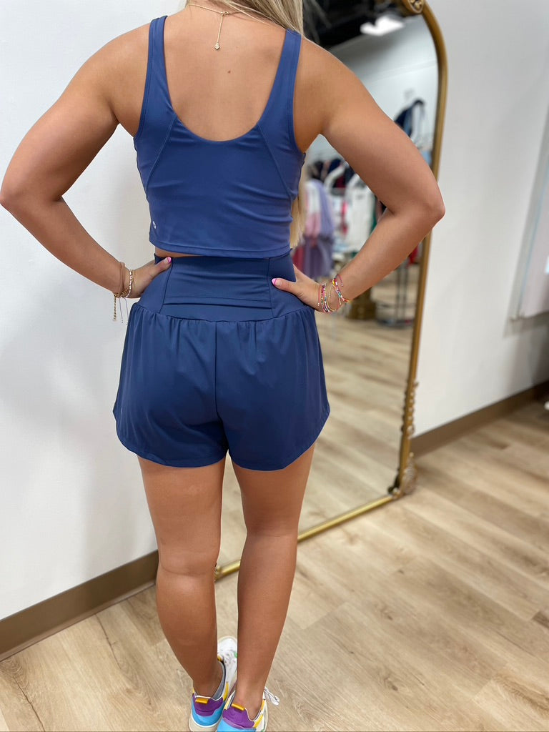 Halara Padded V Neck Yoga Tank Blue