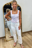 Fiona Floral Jacquard Peplum Crop Top Pink