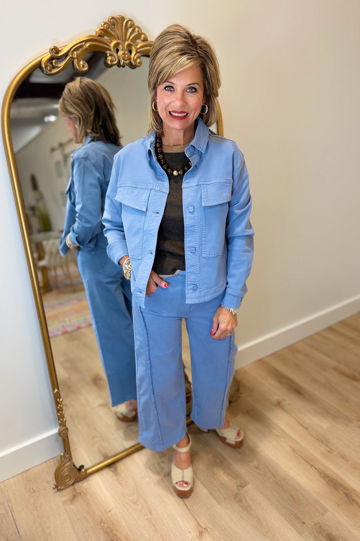 Renuar Fringe Detail Pant Ashley Blue