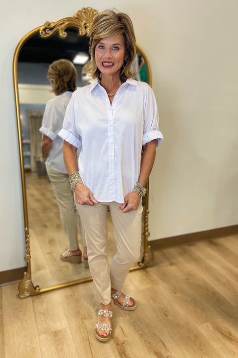 Renuar Short Sleeve Blouse White