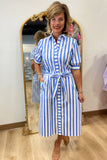 Foxcroft Esther Stripe Dress Blue