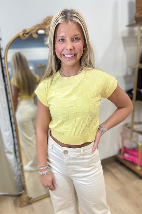 Pastel Charm Checkerboard Vest Yellow
