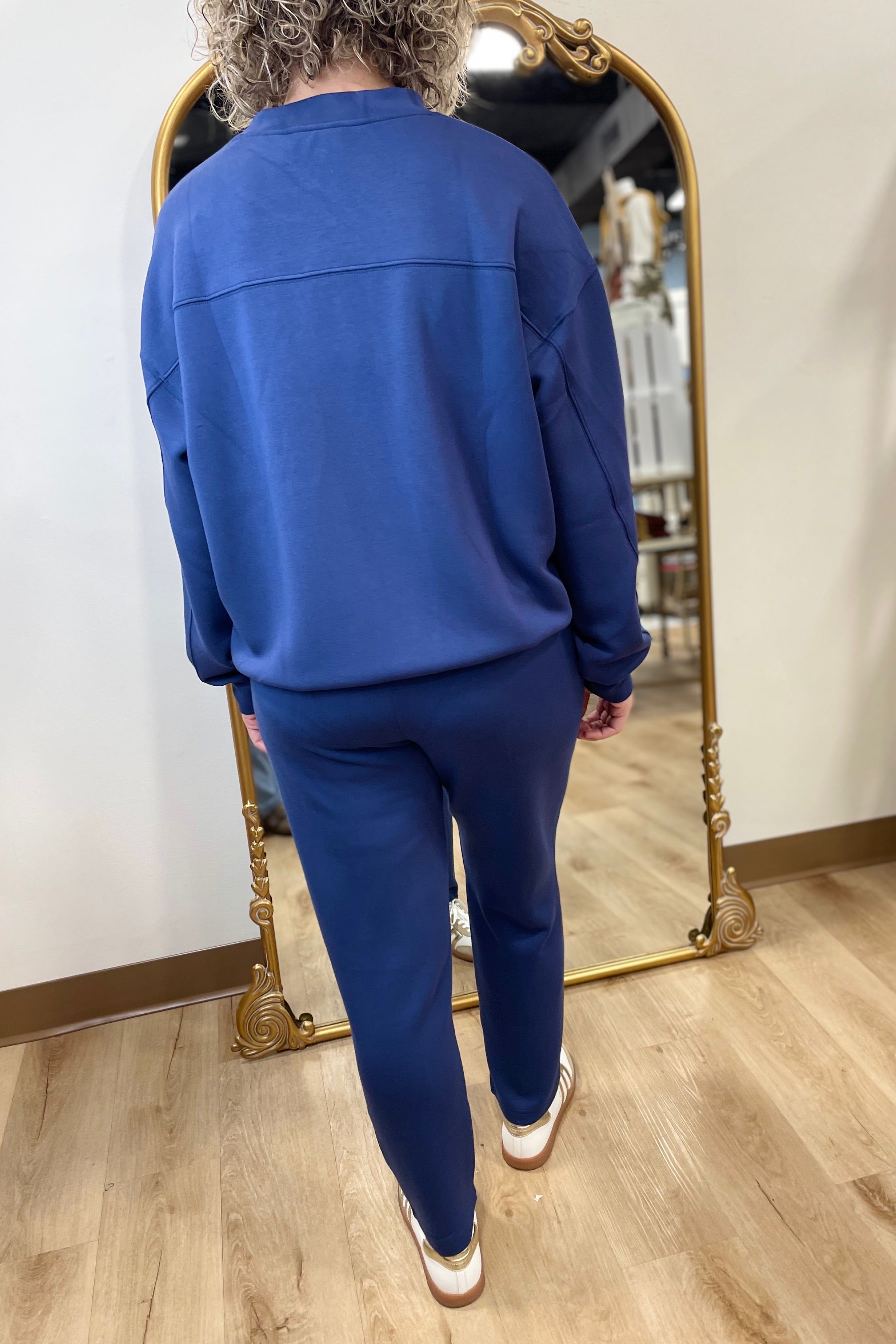 Must Have Crew Neck LS 2 Piece Pant Set Smoky Navy