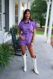 Geaux Tiger Denim Romper Purple