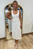 Garden Charm Floral Vest Midi Dress Blue
