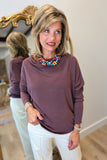 Always Together Off the Shoulder Top Eggplant