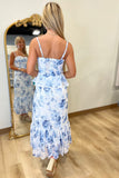 China Blue Bustier Midi Dress