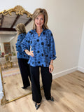Umgee Floral Textured Top Slate Blue