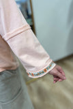 Just a Trim 3/4 Sleeve Top Peach