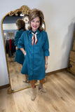 Boho Chic Faux Suede Shirt Dress Peacock